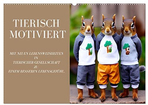 Tierisch motiviert (Wandkalender 2026 DIN A2 quer), CALVENDO Monatskalender: Mit neuen Lebensweisheiten in tierischer Gesellschaft zu einem besseren Lebensgefühl. (CALVENDO Tiere)