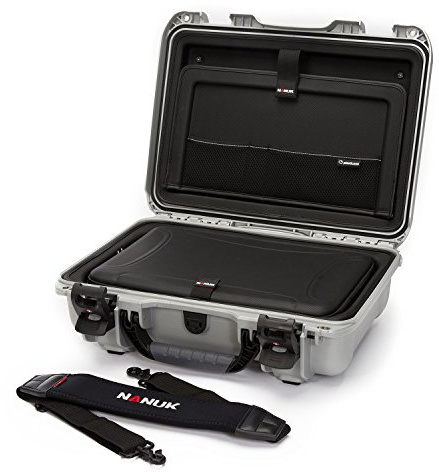 NANUK 923 Wasserdichter Hartschalenkoffer Mit Laptop-Kit, mit Riemen (TSA-Verschlüsse) - Silber
