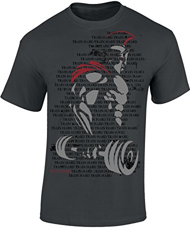 Baddery Maglietta da Uomo - „Train Hard Spartan“ | Motivo Guerriero di Sparta - Maglietta in cotone da uomo, maglietta casual, streetwear