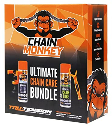 Tru-Tension | Ultimate Chain Care Bundle | Perfect For Road Riding, Off-Road, Commuting & Touring | Motorcycle Tools & Accessories | 4 Piece Motorcyle Kit