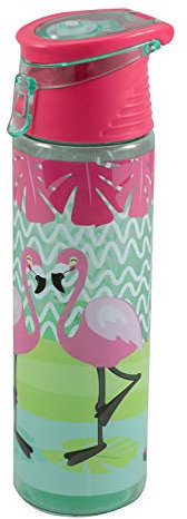 POS 29250 - Trinkflasche Tritan mit trendigem Flamingo Motiv, Fassungsvermögen ca. 700 ml, bpa- und phthalatfrei, ideal für Unterwegs, für die Schule oder Sport