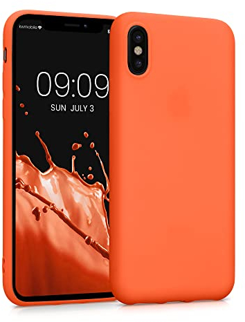 kwmobile Case Compatible with Apple iPhone X Case - Soft Slim Protective TPU Silicone Cover - Neon Orange