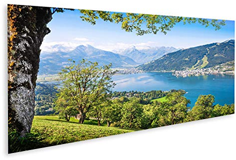 Bild Bilder auf Leinwand Schöne Landschaft mit Alpen und Bergsee in Zell am See, Österreich Wandbild, Poster, Leinwandbild PQG