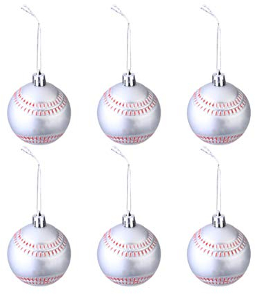 NUOBESTY 6stücke Weihnachtskugeln Aus Kunststoff Festliche Christbaumkugeln Für Dekoration Und Party Baseball-Design Zum Aufhängen An Bäumen Tischen Für Besondere Anlässe