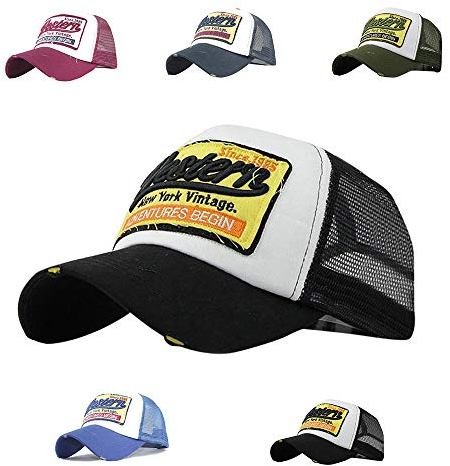 Yutdeng Mesh Baseballcap Western Distressed Snapback Vintage Used Look Retro Sommer Oldschool Kappe Mütze Cap Unisex Trucker Schirmmütze Basecap.