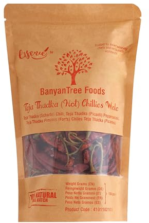 BanyanTree Foods Whole Dried Chilli | Red Chilli (Hot) 100g ~ All Natural, Indian Origin | No Color