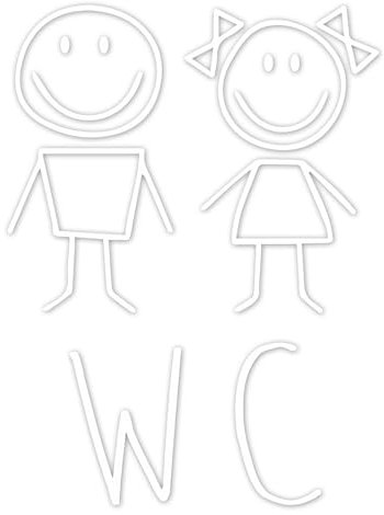 WC Tür-Aufkleber I weiß I 18 x 24 cm I Motiv Mädchen und Junge I für Badezimmer-Tür, Toiletten-Sticker I Klebe-Schild für Restaurant Laden Geschäft I Folie selbstklebend I hin646