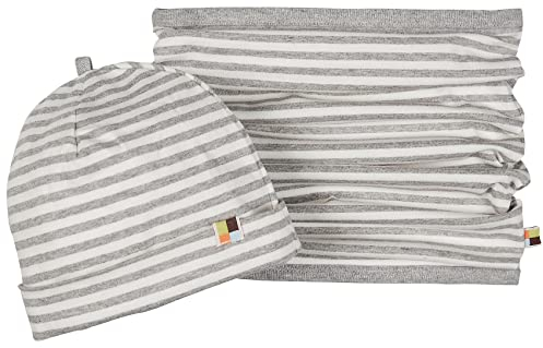 loud + proud Unisex Kinder Set Schlauchschal, GOTS Zertifiziert Beanie-Mütze, Grey, 98/104, 7200