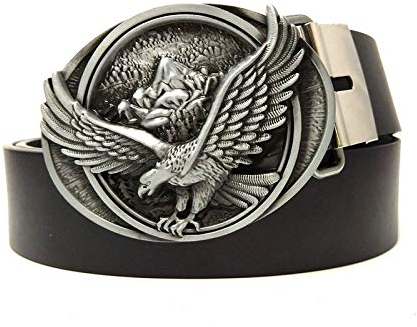 JWJQTLD Herren Gürtel Gürtel Männer Schwarz Leder Gürtel Männer Adler Gürtel Schnalle Metall Western Cowboy Schnalle Gürtel Für Jeans Herren- Und Damengeschenke, Wie Abgebildet, 100Cm