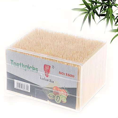 3500 Pcs Palillo de Dientes de Madera, Mondadientes Desechables En Caja para el Hogar Restaurante Mondadientes los Productos Herramientas del Hotel(11 * 8.5 * 7cm)
