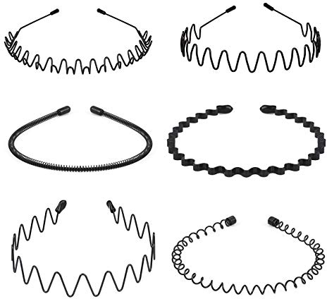 fenshine 5Y7J Sports headband 6 pieces, Acrylic, schwarz