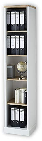 Stella Trading JASMIN Aktenregal in Pinie hell, Artisan Eiche Optik - Standregal mit 5 offenen Fächern - Landhausstil Büromöbel Komplettset - 43 x 204 x 38 cm (B/H/T)
