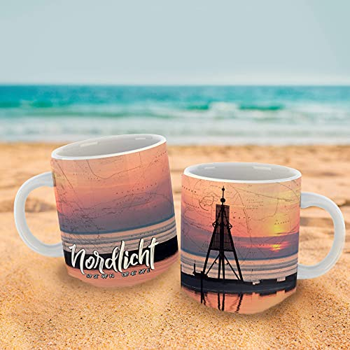 Cuxhaven Tasse mit Motiv Nordlicht Kugelbake | Sonnenuntergang, Motivtasse, Teetasse, Kaffeebecher, Kaffeetasse, Becher