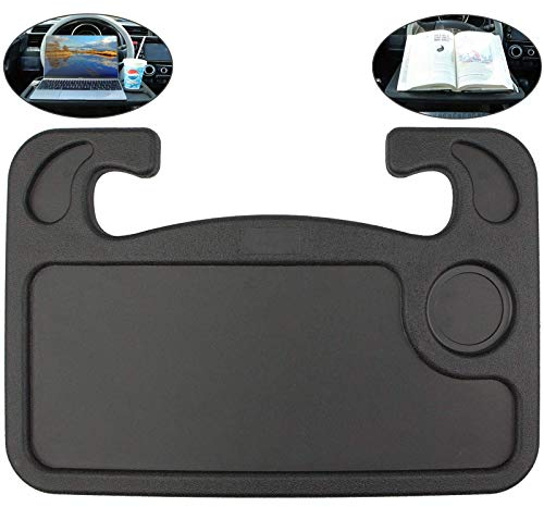 HEZHU Lenkrad Schreibtisch, Tragbare Auto Tisch Organizer Laptop Tablett, Multifunktional Lenkrad Tisch für die meisten Fahrzeuge, Auto Esstisch mit Getränkehalter für Laptop, Getränk, Speisen