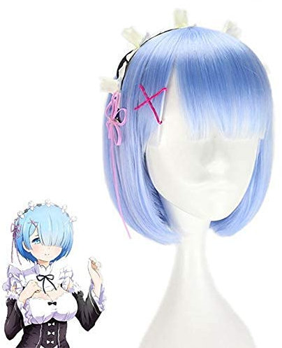Chtom Anime Re: Leben in einer anderen Welt von Null Ram REM Kurzer blau Rosa Mode Perücke Cosplay Kostüm Mode Perücke Nur
