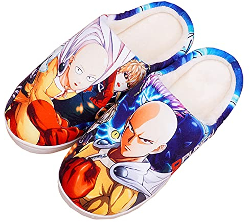 WANHONGYUE Japanese Anime One Punch Man Saitama Slipper Soft Plush House Slippers Women Men Winter Anti-slip Indoor Slip on Shoes