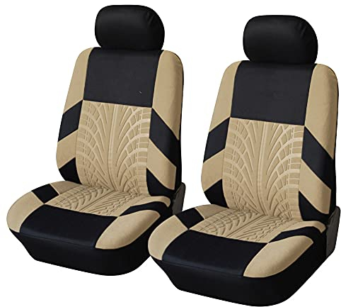 Linarun Sitzbezüge Auto Set Autositzbezüge Schonbezüge Vordersitze und Rücksitze (Beige, Vordersitze Set)