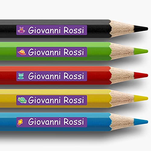 112 Adesivi personalizzati per la marcatura di oggetti, matite, penne, etc. in varie dimensioni e forme (VIOLA SCURO)