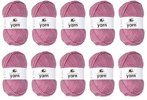 Korbond DK Yarn Dusky Pink - 10 x 100g Acrylic Wool - Lightweight, Hypoallergenic & Durable Double Knit Crochet Yarn Knitting Wool (2900m Total)