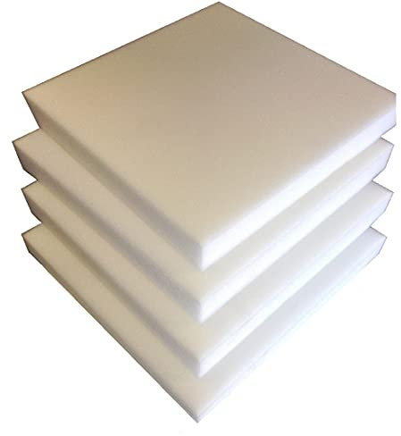 L22G 4 Coussins de Chaise d'assise Confortable Galette Plaque de Mousse Tailles: 40cm/40cm x 3 cm Blanc Ameublement Tapissier Mousse Made in France