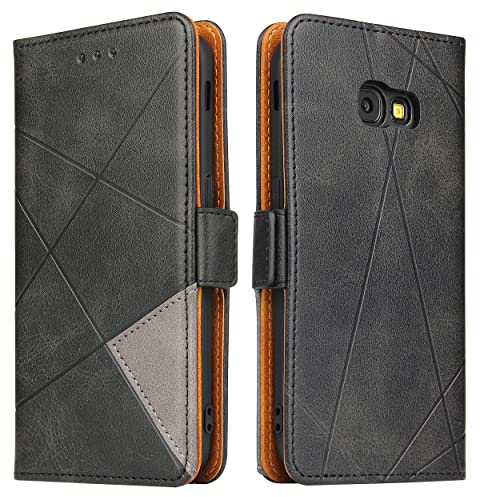 BININIBI Handyhülle Kompatibel Mit Samsung Galaxy A3 2017 Hülle, Samsung A3 (2017) Lederhülle, Magnetverschluss, Kartenfach, Tasche Flip Case Brieftasche Klapphülle, Schwarz