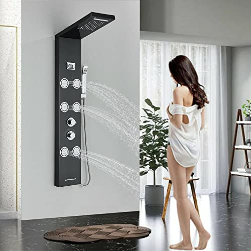 Edelstahl Duschpaneel Turmsystem Regen, Wasserfallmassage Jet Handbrause