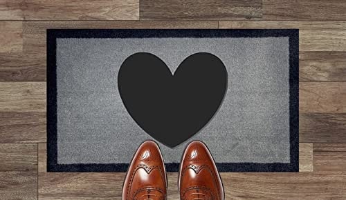 Artisan Kiss Grey Nylon Door Floor Mat Anti Slip Backing 70x40cm Gifts Presents Wedding Novelty (70 x 40 cm, Heart)