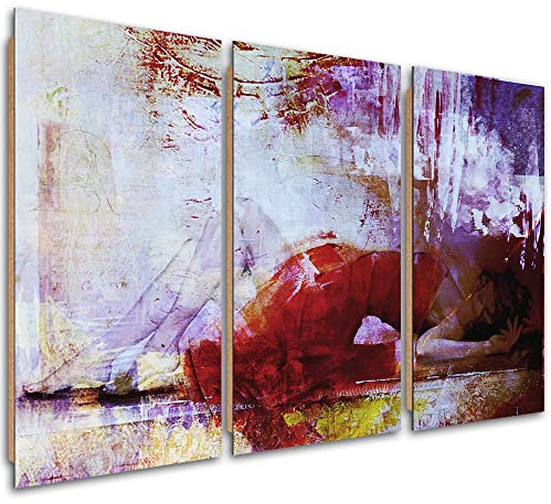 Feeby 3-teilig Wanddeko 60x40 cm Rotes Kleid Abstrakt Porträt Frau Kunstdruck Modern Wandbilder Deko Flur Wohnzimmer Mode Glamour Nackt Rot