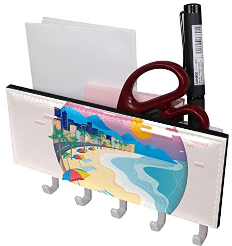 Copacabana Wandhalterung für Post und Schlüssel, Querformat, 5 Haken, für Diele, Schlammzimmer, Flur, Küche
