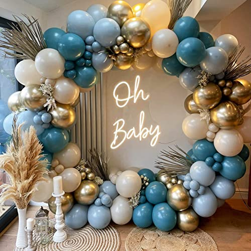 Luftballon Girlande Blau White, 125 Stück Ballon Girlande Set mit Blau Weißer Sand Ballongirlande, Blau Luftballons Deko für Geburtstags Babyparty Brautparty Hochzeits Geschlecht Offenbaren