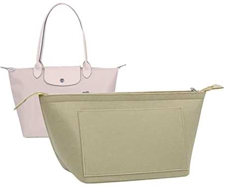 Handtaschen-Organizer-Einsatz für Le Pliage Neo (groß) Handtaschen, hochwertiger Filz-Organizer, Beigefarbener Reißverschluss, Large