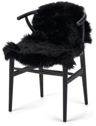 Nordic Sheep Lammfell Langhaarig 90x60 cm | Lammfell Echt für das Sofa, den Stuhl oder rund um den Esstisch | Jedes Lammfell Teppich ist EIN Unikat und von der Natur geschaffen | Farbe: Schwarz