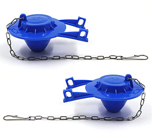 2 Pack Universal Toilet Flapper, Toilet Tank Flapper with Stainless Chain, Toilet Rubber Flapper, Toilet Water Saving Flush Valve Replacement Kit Fits Most Toilets (2 Inch, Dark Blue)