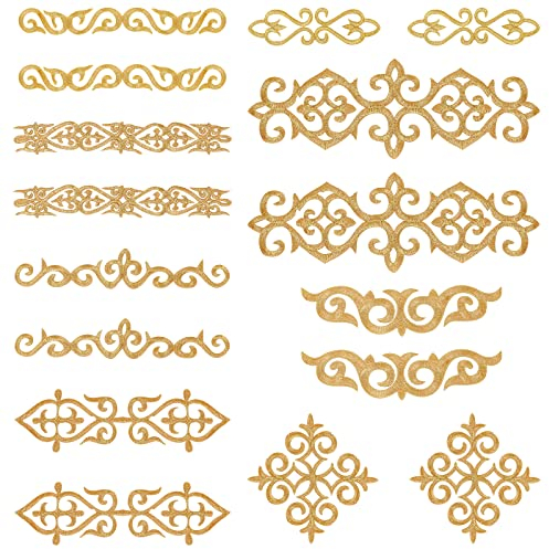 NBEADS 16 Stück Stickerei Spitzen Blumen Patches, Aufnäher Zum Aufbügeln Aufnäher Goldene Blumenapplikationen Für Hochzeitskleid Dekoration, Reparatur Kleidung Rucksäcke Jeans Mützen