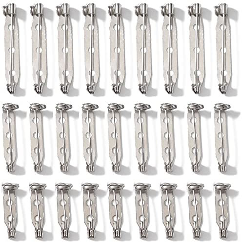 FAMIDIQGO Lot de 100 Broches de Sécurité pour Travaux Manuels (38/40/45 mm) - Épingles Argentées pour Bijoux et Fermoir Arrière