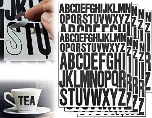 ZoeTekway 8 Stück Schwarz Buchstaben Aufkleber, 25/50mm Groß Selbstklebend Buchstaben Aufkleber, Selbstklebende Vinyl Alphabet Buchstaben, für Aufkleben Scrapbook, Kunsthandwerk, Briefkästen