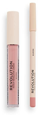 Makeup Revolution London Lip Liner Kit Königin Duo Glitter und Eyeliner Lippen 1 x 1 ml 1 x 1 g Königin 0,1 Unzen flüssig (1er Pack)