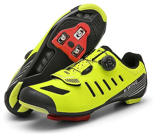 Unisex Fahrradschuhe Kompatibel mit Pelaton Indoor Rennrad Schuhe Mountainbike Schuhe für Damen und Herren Delta Cleats Clip Outdoor Pedal Fahrradschuhe MTB Schuhe für Herren, Gelb-A, 12.5 Women/11.5