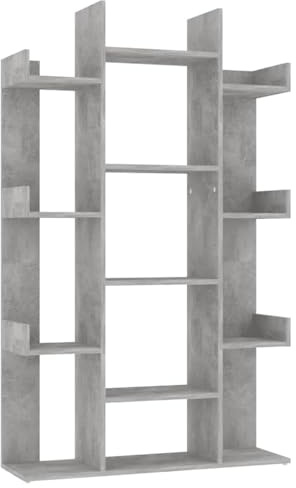 vidaXL Bücherregal 13 Fächer Standregal Aktenregal Wandregal Regal Büroregal Dekoregal Aufbewahrung Raumteiler Betongrau 86x25,5x140cm Holzwerkstoff