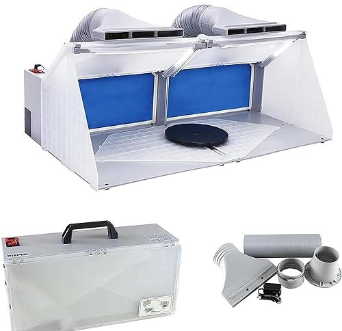 2 Sets of Airbrush Spray Booth Kit, Portable Paint Spray Booths with Led Lighting Filter, Portable Spray Booth Hose Kit, Spray Booth Hose Kit for Model Hobby, Crafts, Nails, Cake, T-Shirt