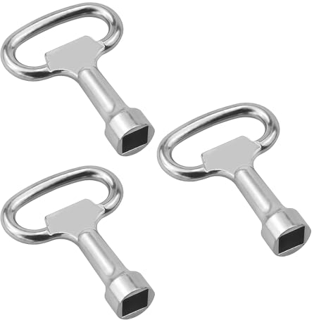 DGUSO 3 Piezas Llave Contador Agua, Llave cuadrada 8mm Acero inoxidable Llave de Ventilación Llave de Medidor de Gas Llave Ascensor para Contador de Agua de Gas y Ascensor (Plateado)