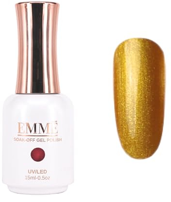 CÔEM - Premium Gel UV Nagellack langanhaltend für UV-Lampe - Gellack Shellac 400 Farben (Glitzer & Metallic) Nail Polish schnelltrocknend & stark deckend - Gelnagellack 15ml GP246 gold/glitzer
