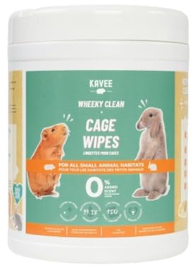 Kavee Wheeky Clean Guinea Pig and Rabbit Cage Cleaning Wipes (150 Wipes) | Cage Cleaning Wipes for Guinea Pigs | 93.3% Natural Ingredients | Daily Spot Cleaning Made Easy | 0% Scents for 0% Stress