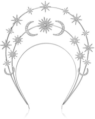 JUSTUSNX Halo Krone Stirnband Stern Strass Haarband Göttin Hochzeit Haar Tiara Party Kostüm Haarzubehör für Frauen und Mädchen (B)