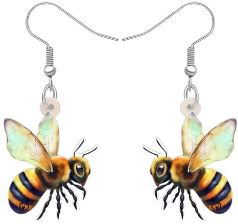 DALANE Acryl Anime Honig Biene Ohrringe Baumeln Tropfen Schmuck für Frauen Damen Mädchen Kinder Bienen liebhaber Neuheit Geschenke Dekor Charms (Zitrone)