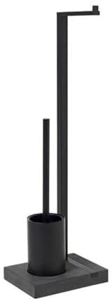 212 Main Menoto Black Titanium Coated Toilet Butler Paper Holder & Brush - Black