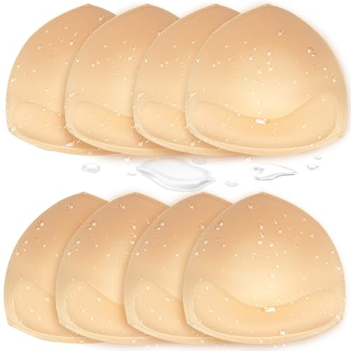 KSang Waterproof Bathing Suit Cups Inserts - Swimsuit Pads Insert Push up for Women, 4 Pairs Sewn-Edge Bikini Padding Insert