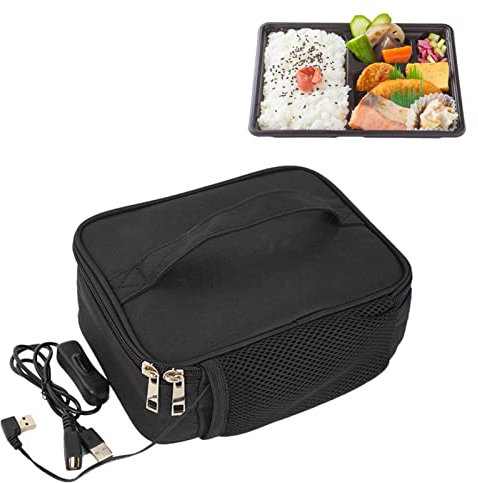 Lonchera térmica, lonchera eléctrica, calentador de alimentos aislado por USB, calentador de alimentos personal portátil, bolsa de almuerzo con forro de película de aluminio, bolsa de almuerzo