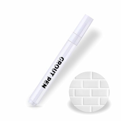 Grout Pen White Tile Grouting Reviver Whitener Paint Restoring Sealer Marker For Bathroom Kitchen Floor Joints Wall Lines Waterproof Non Toxic Cleaner Sealant Restorer Pens Colorant Repair (1)