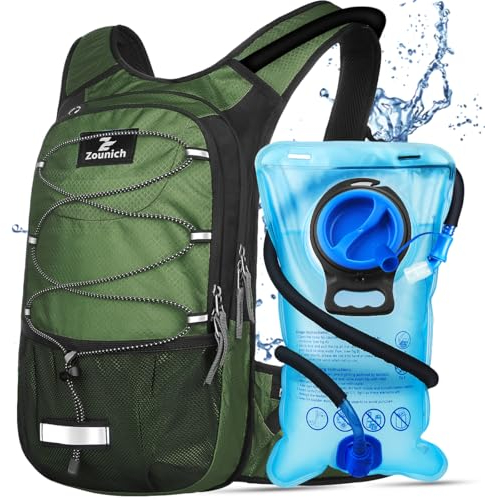 Zounich Trinkrucksack mit Thermofach, Laufrucksack mit 3L Trinkblase, Fahrradrucksack Wasserrucksack zum Wandern für Laufen, Radfahren, Camping, Skifahren, Outdoor-Aktivitäten